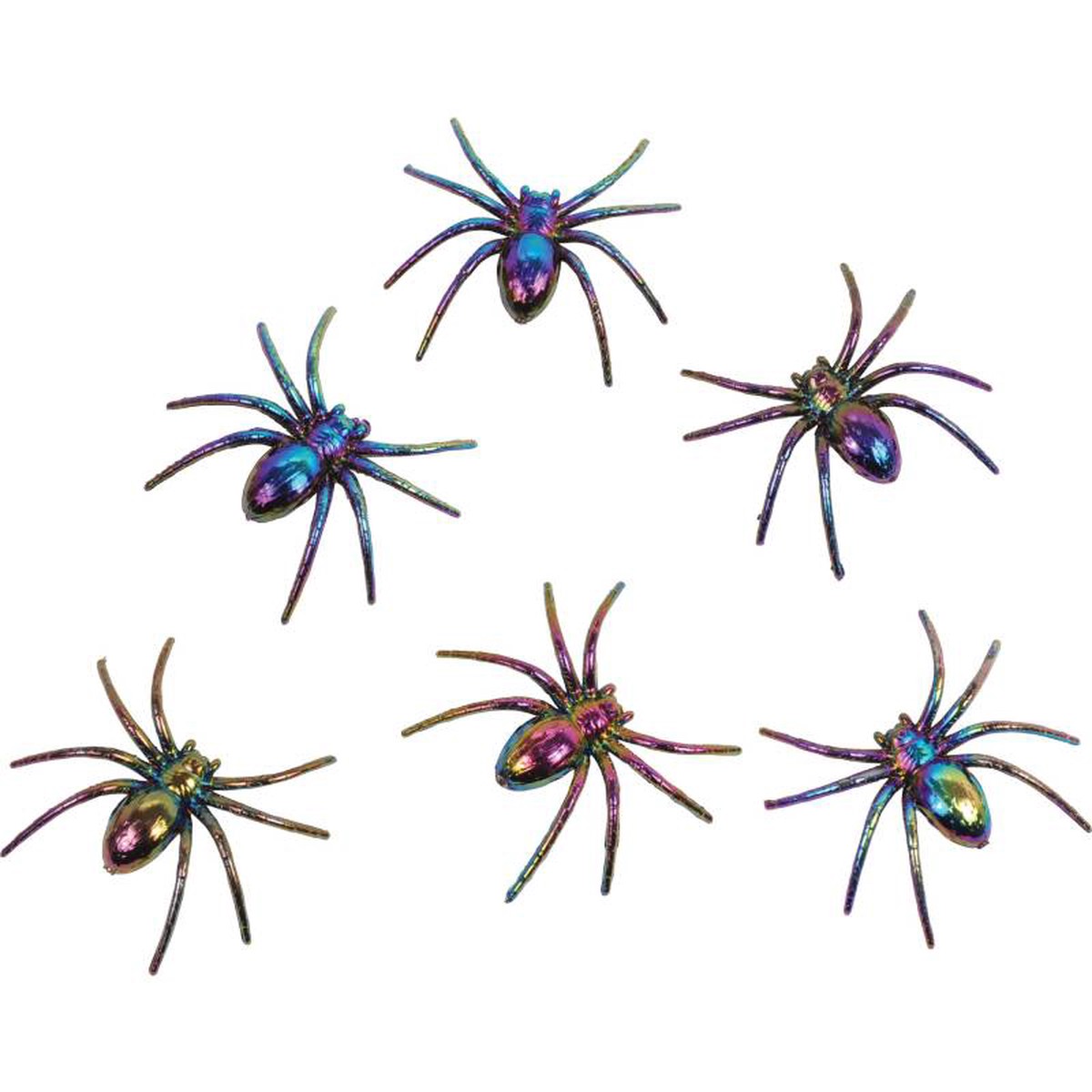 3-Inch Black Iridescent Plastic Spiders  6 Count