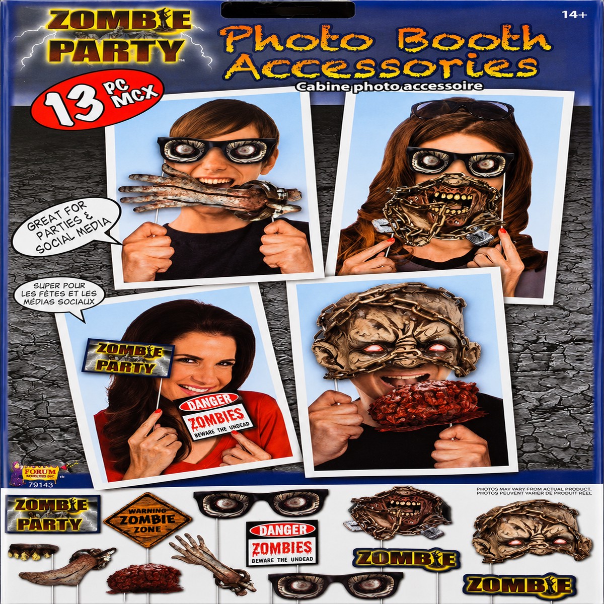 Zombie Party Photo Booth Accessories  13 Piece Set