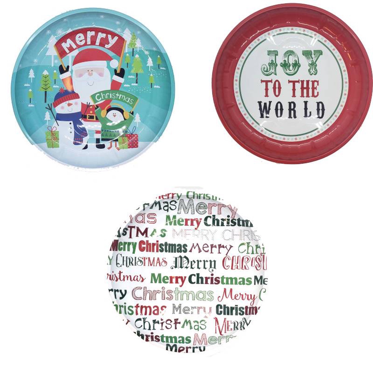 10 Round Metal Christmas Trays