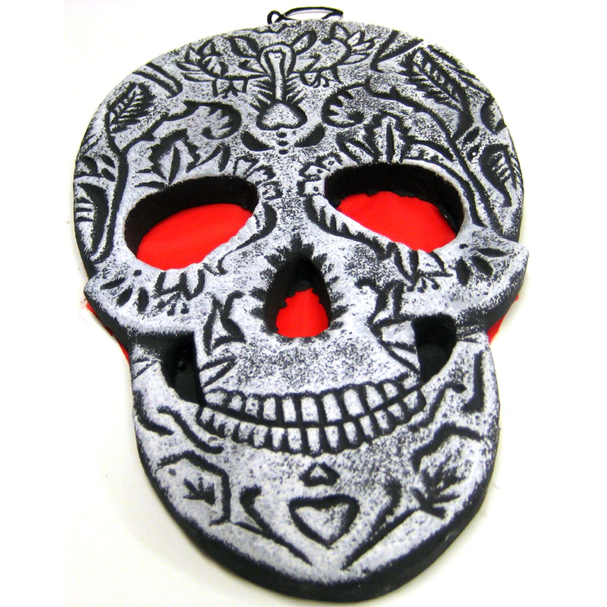 14 Inch Embossed Foam Hanging Skull