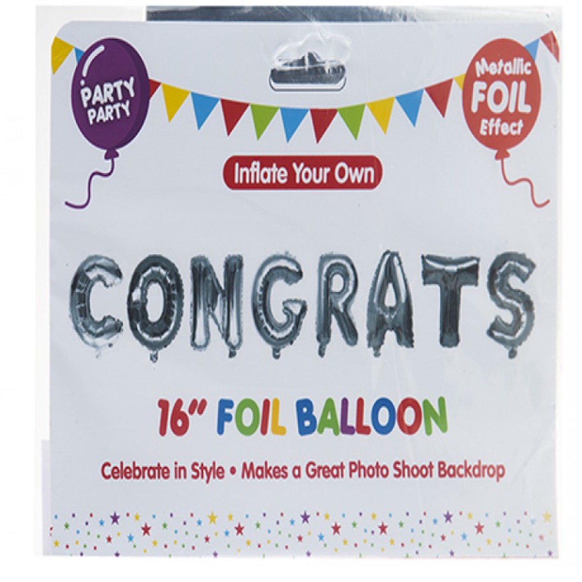 FOIL CONGRATS BALLOON SILVER - (16
