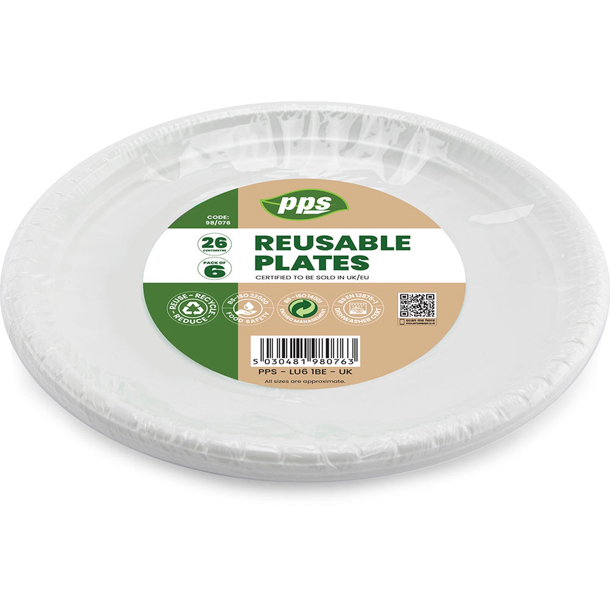 Plates Plastic white 26cm - (6 Pack) - Default Title