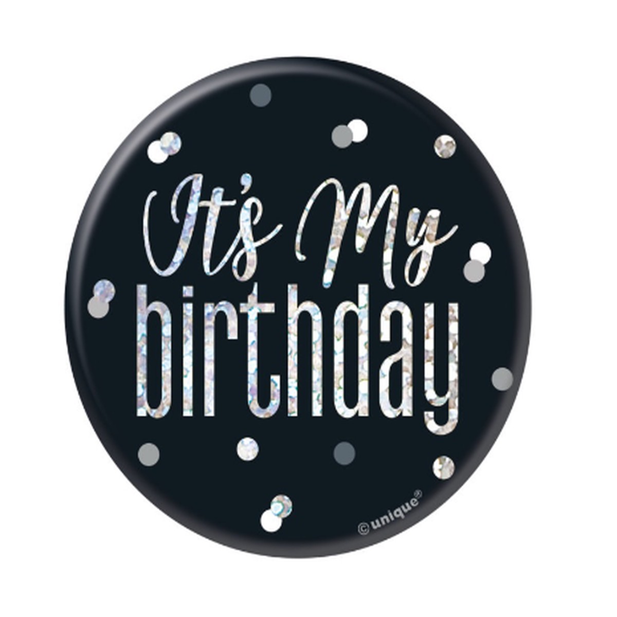 Glitz Black & Silver Birthday Badge 