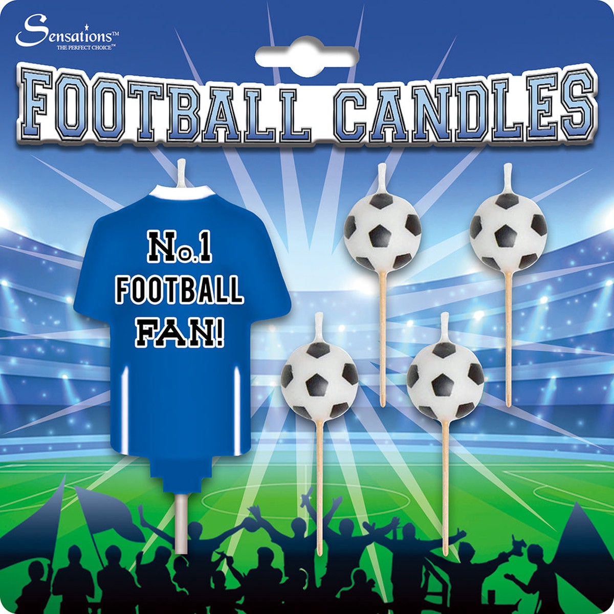 No.1 Football Candles Blue/White - (5 Pack) - Default Title