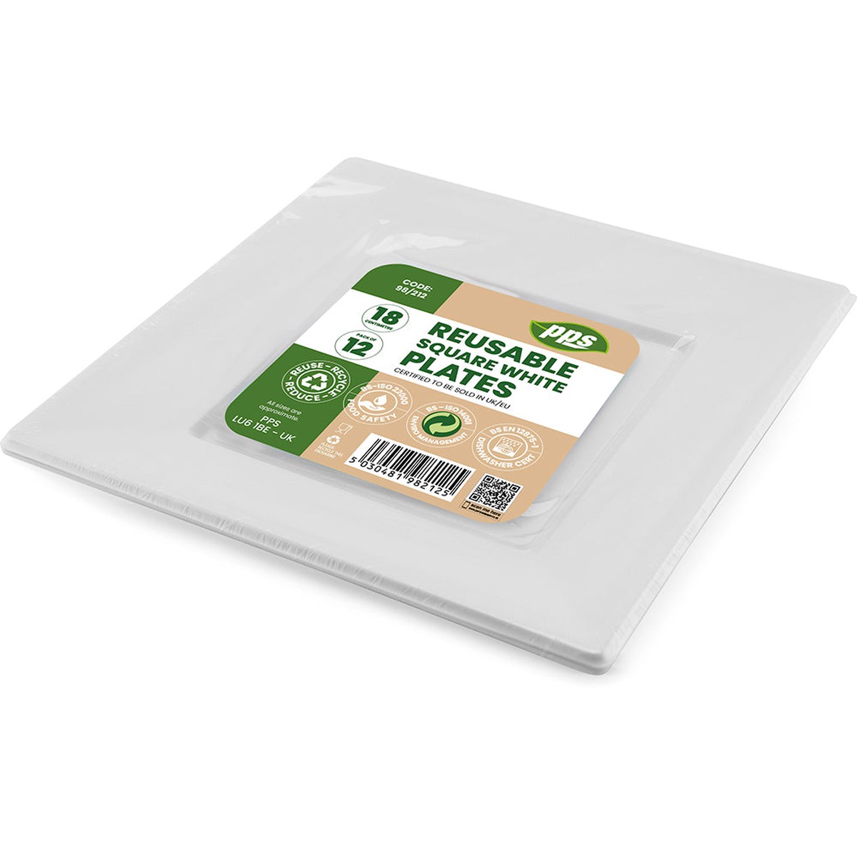 Plates Plastic Whte Square 23cm - (6 Pack) - Default Title