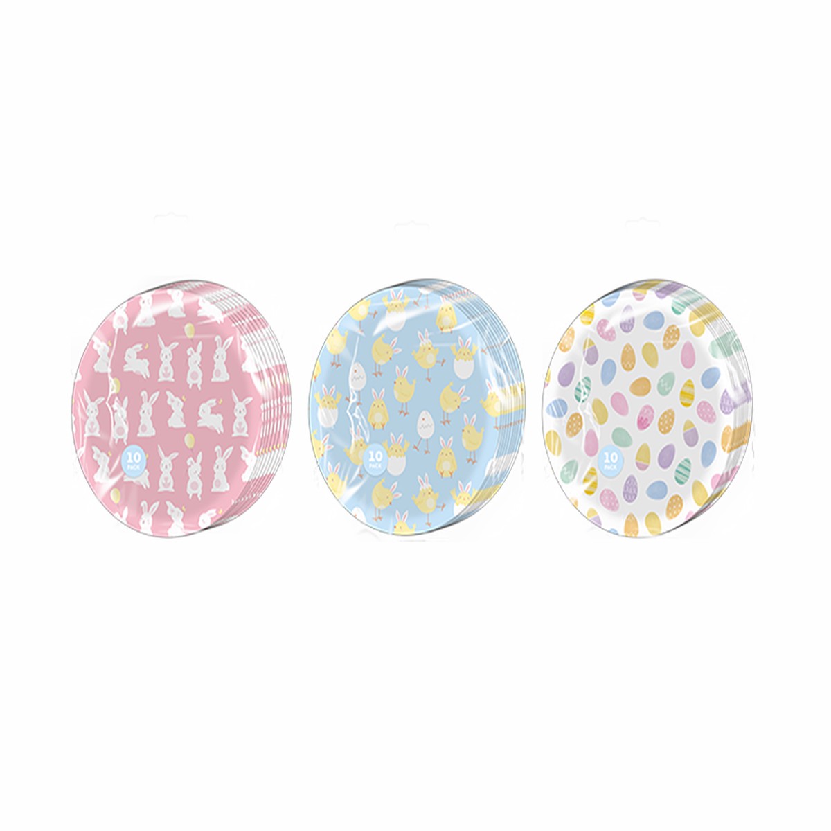 Easter Printed Paper Plates in 3 Assorted Designs - (10 Pack) - Easter Printed Paper Plates - Bunny