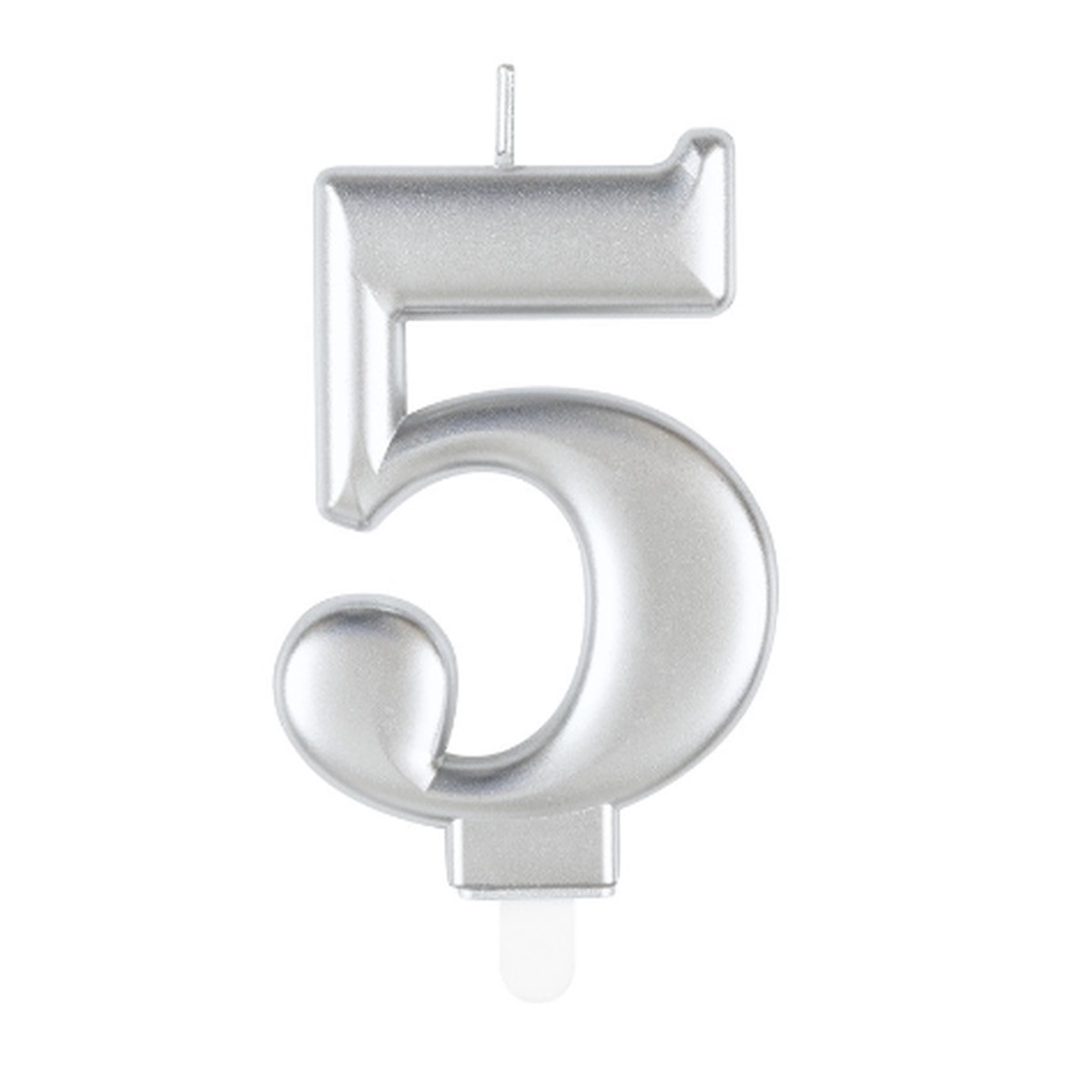 Metallic Silver Number 5 Birthday Candle - Default Title