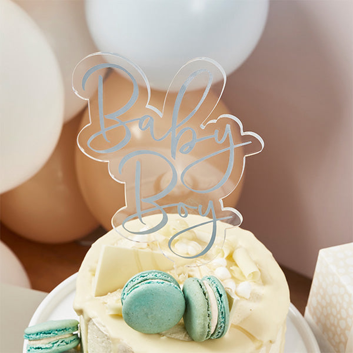 Blue 'Baby Boy' Acrylic Cake Topper - Default Title