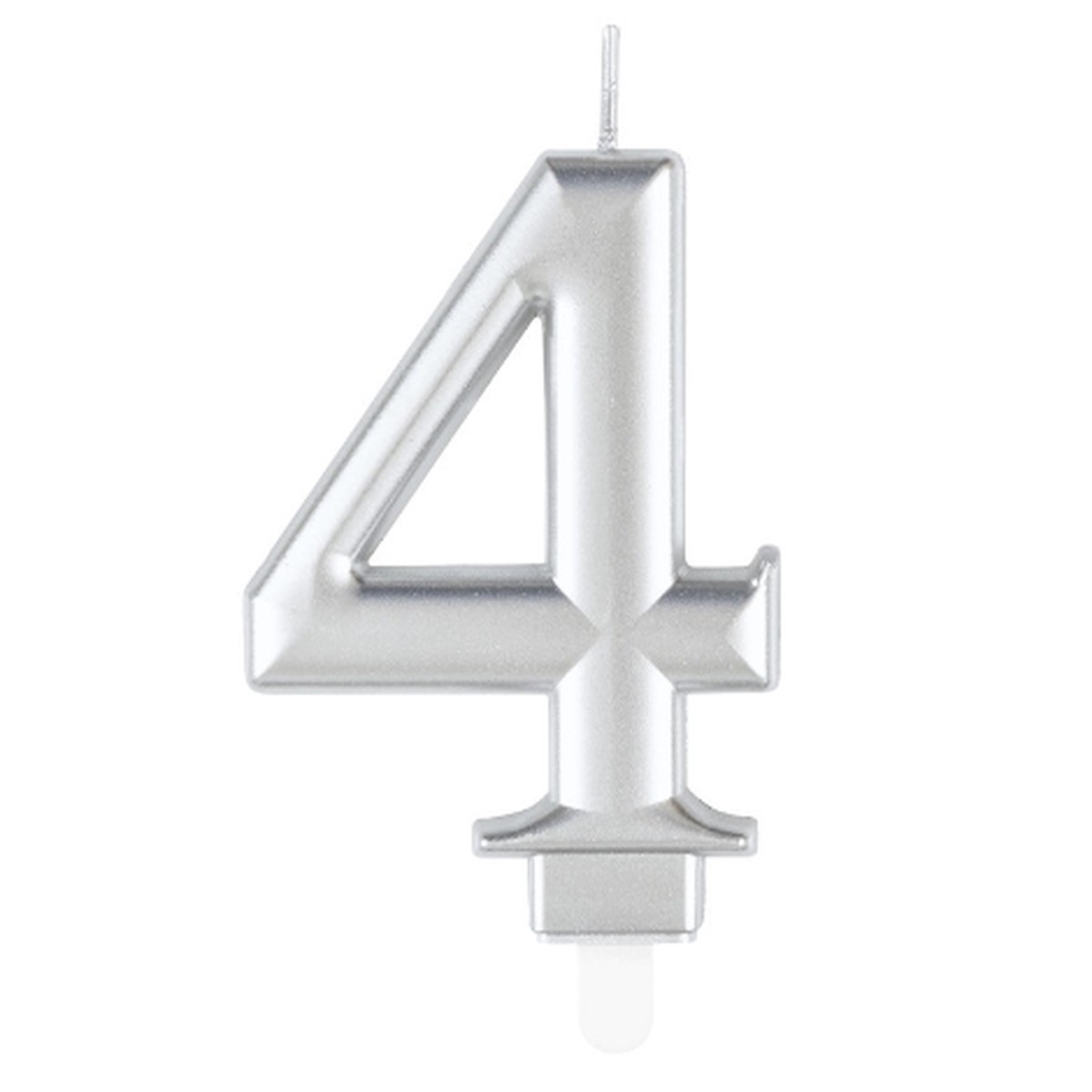 Metallic Silver Number 4 Birthday Candle - Default Title