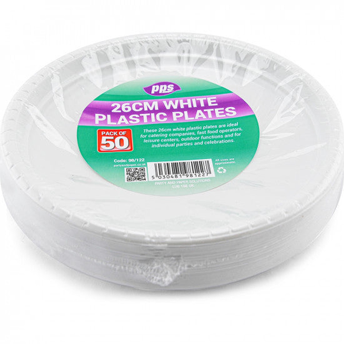 Plates Plastic White (26cm) - (50 Pack) - Default Title
