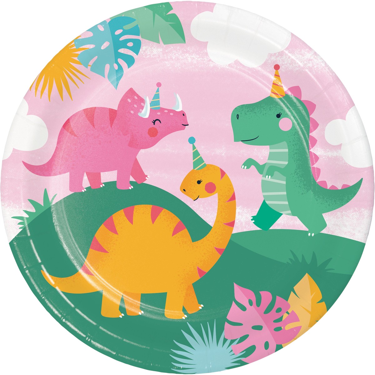Girl Dino Paper Dinner Plates Sturdy Style - Default Title