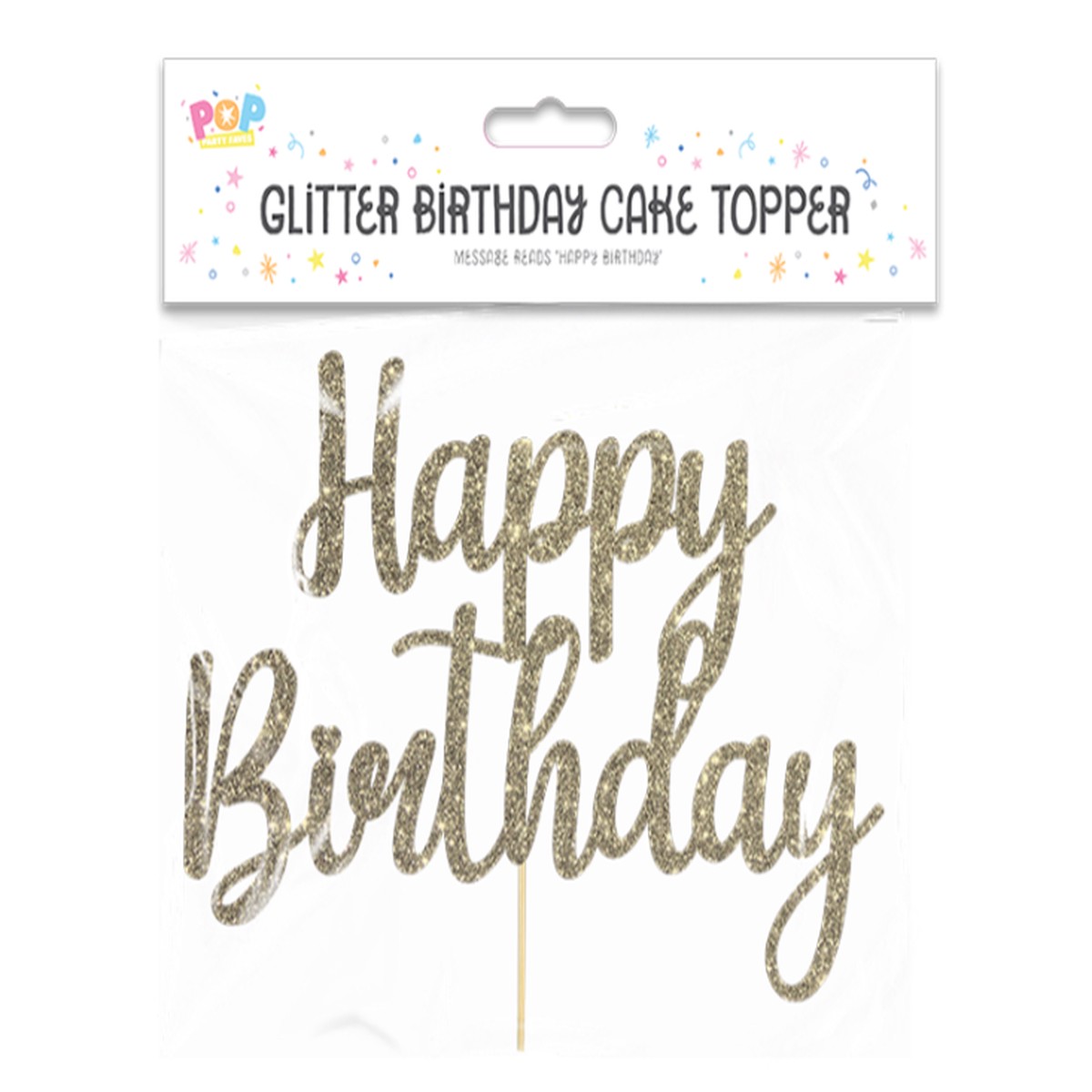 Glitter Happy Birthday Cake Topper - Glitter Happy Birthday Cake Topper - Gold