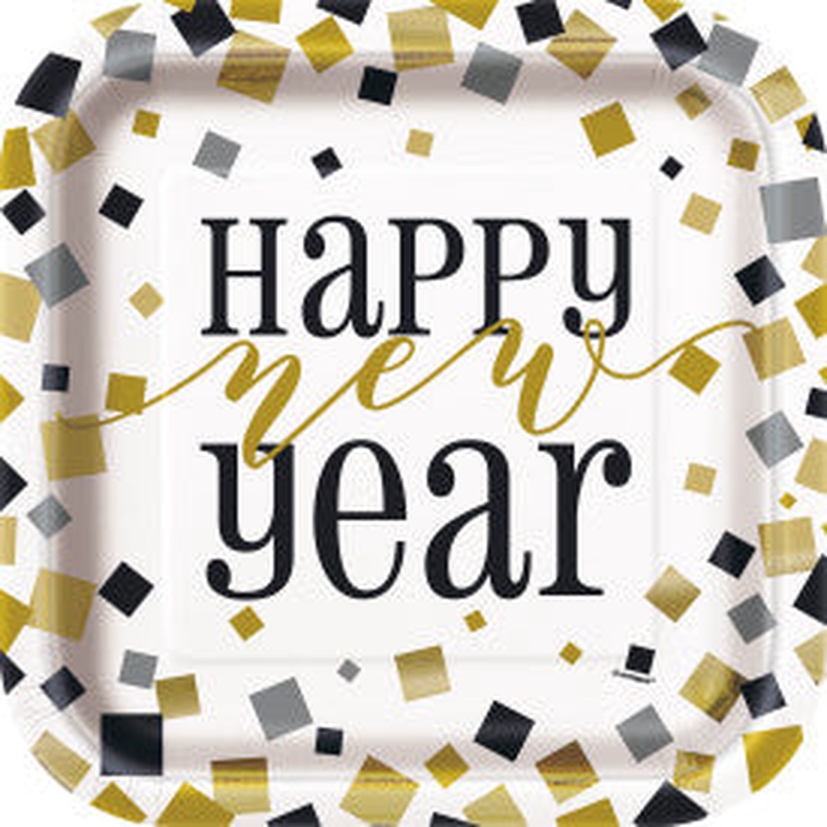 Black Gold Silver New Year Square 9