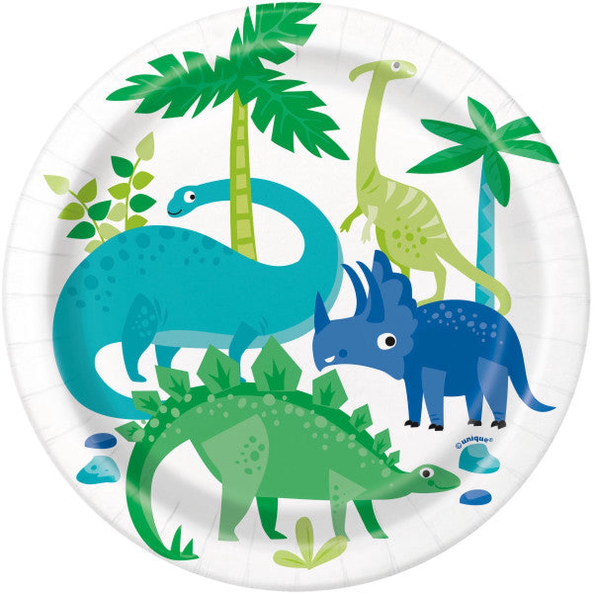 Blue & Green Dinosaur Round Dessert Plates 7