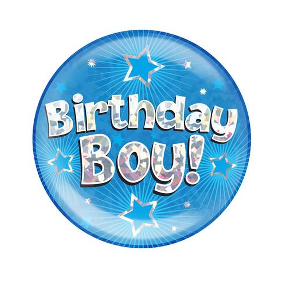 Jumbo Badge Birthday Boy Blue Holographic Cracked Ice (6