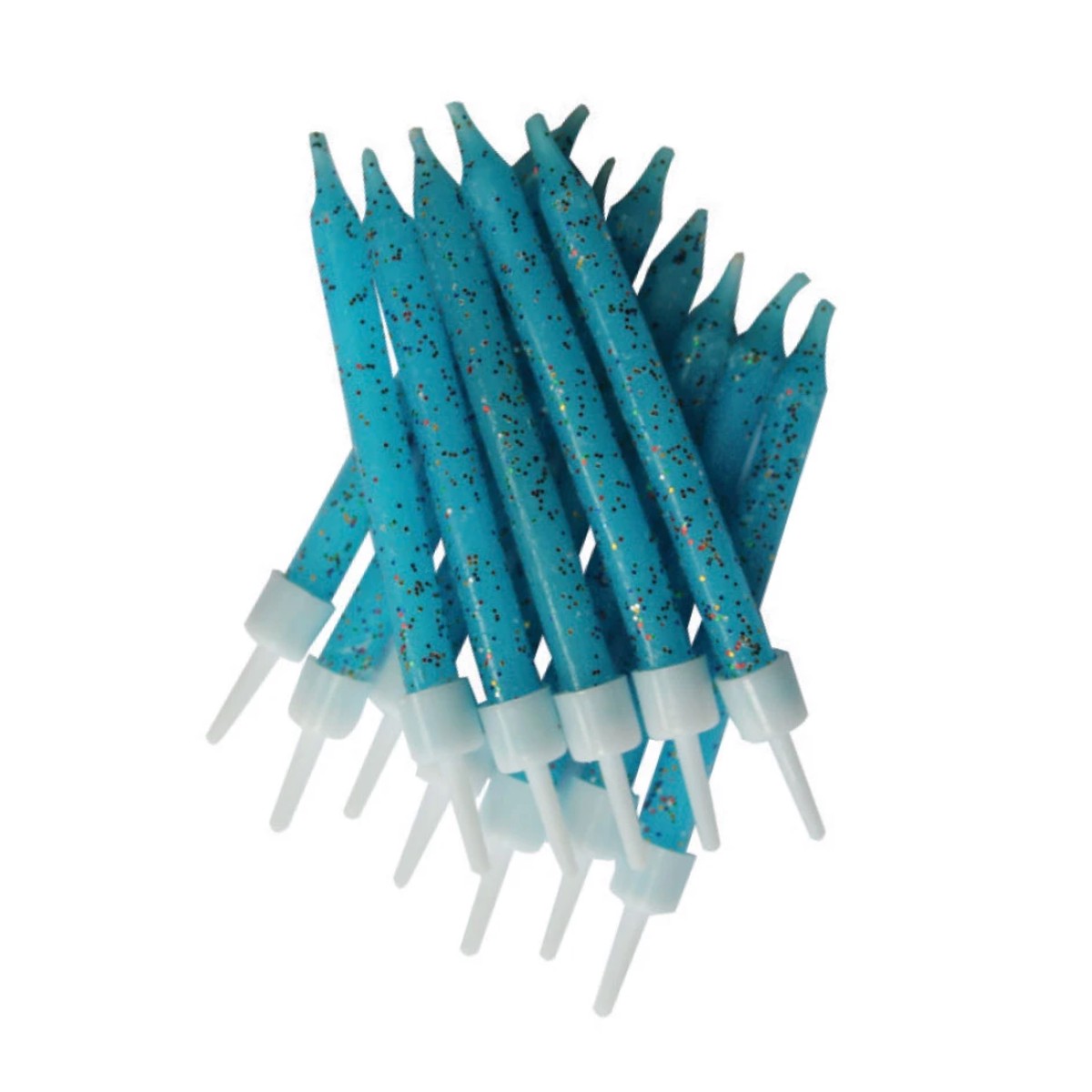 Glitter Candles Blue with Holders 7.5cm (12 pack) - Default Title