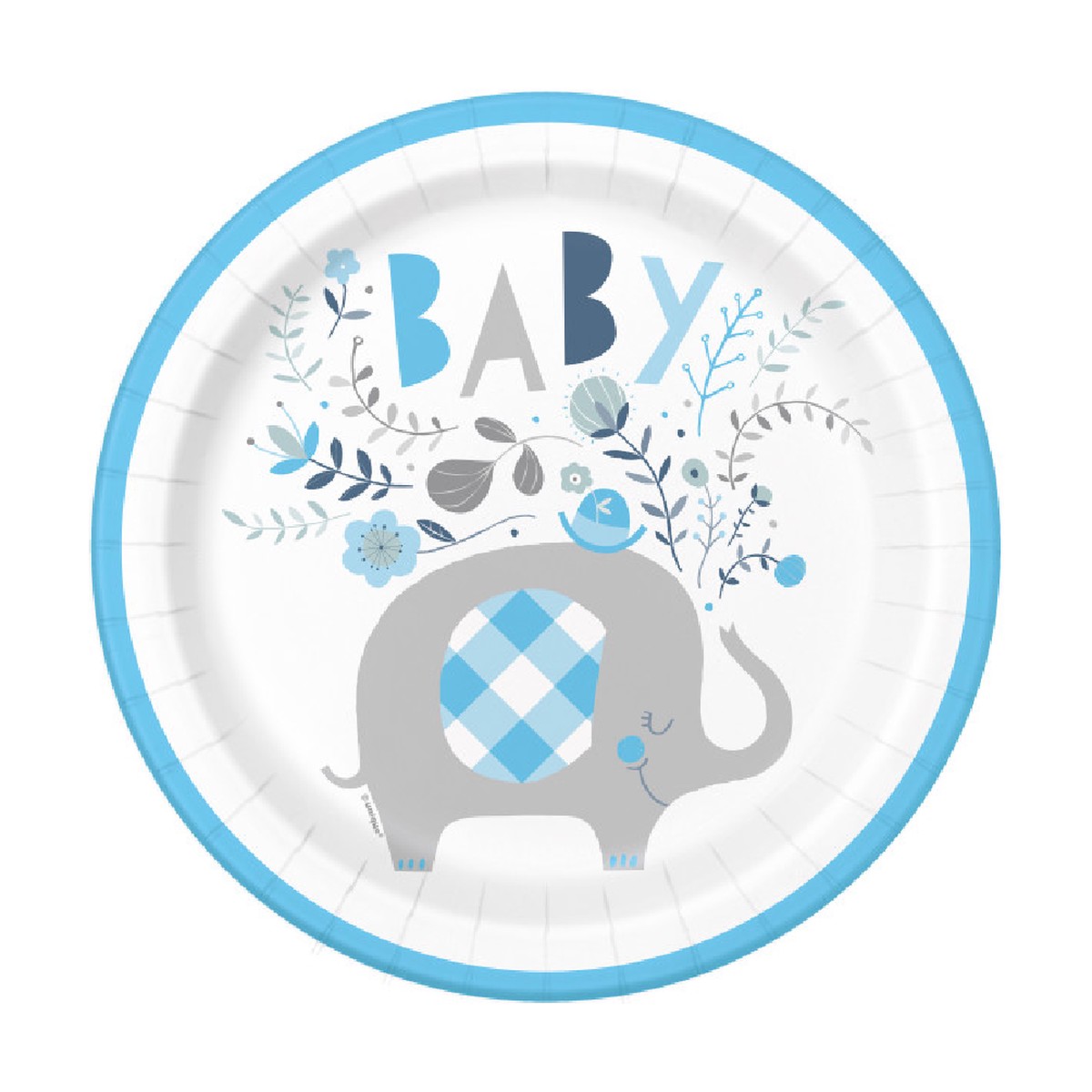Blue Floral Elephant Round 9
