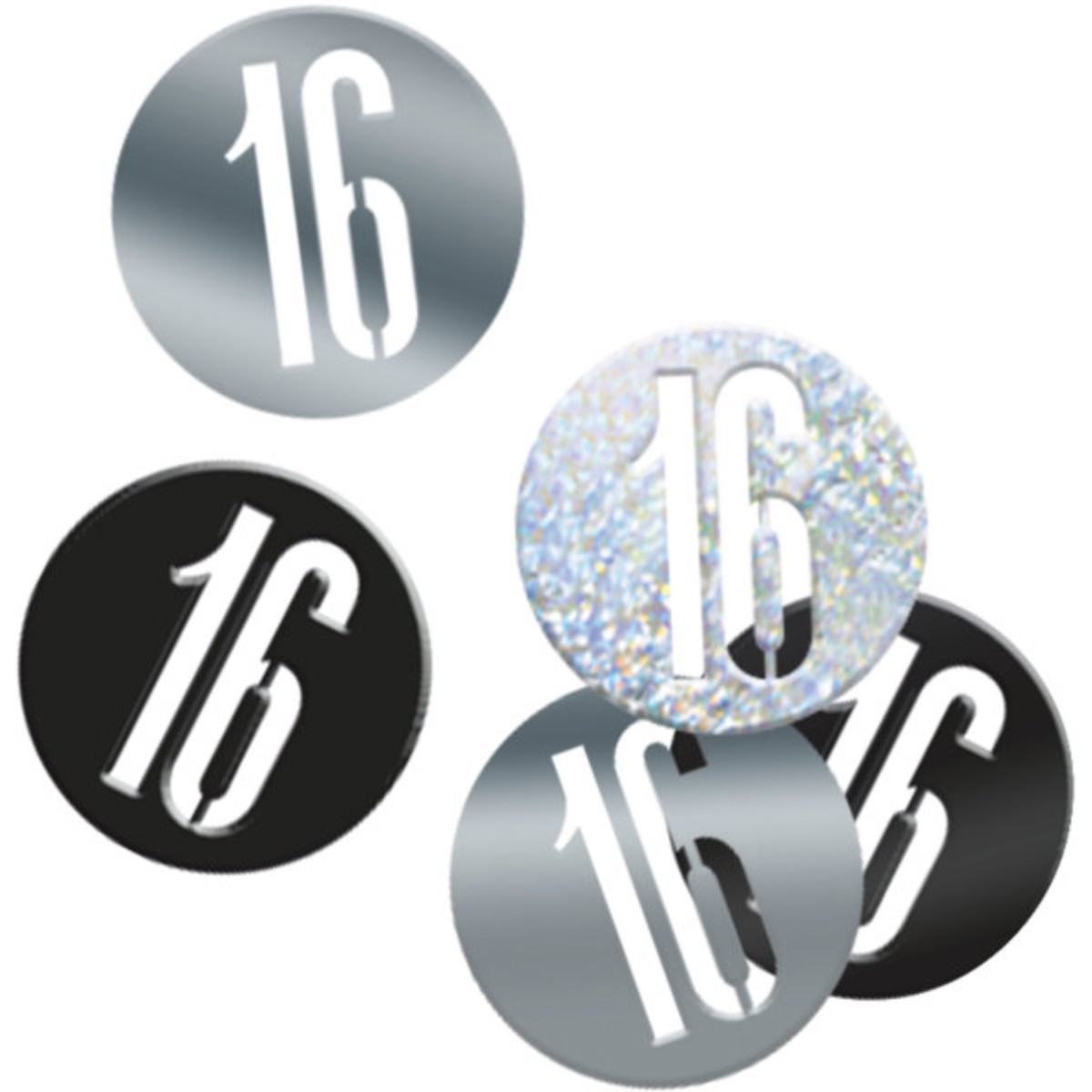 Birthday Black & Silver Glitz Number 16 Confetti (0.5 oz) - Default Title
