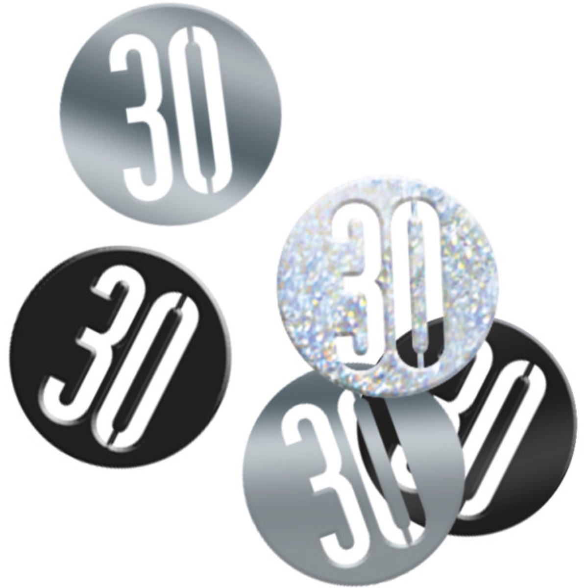 Birthday Black & Silver Glitz Number 30 Confetti (0.5 oz) - Default Title
