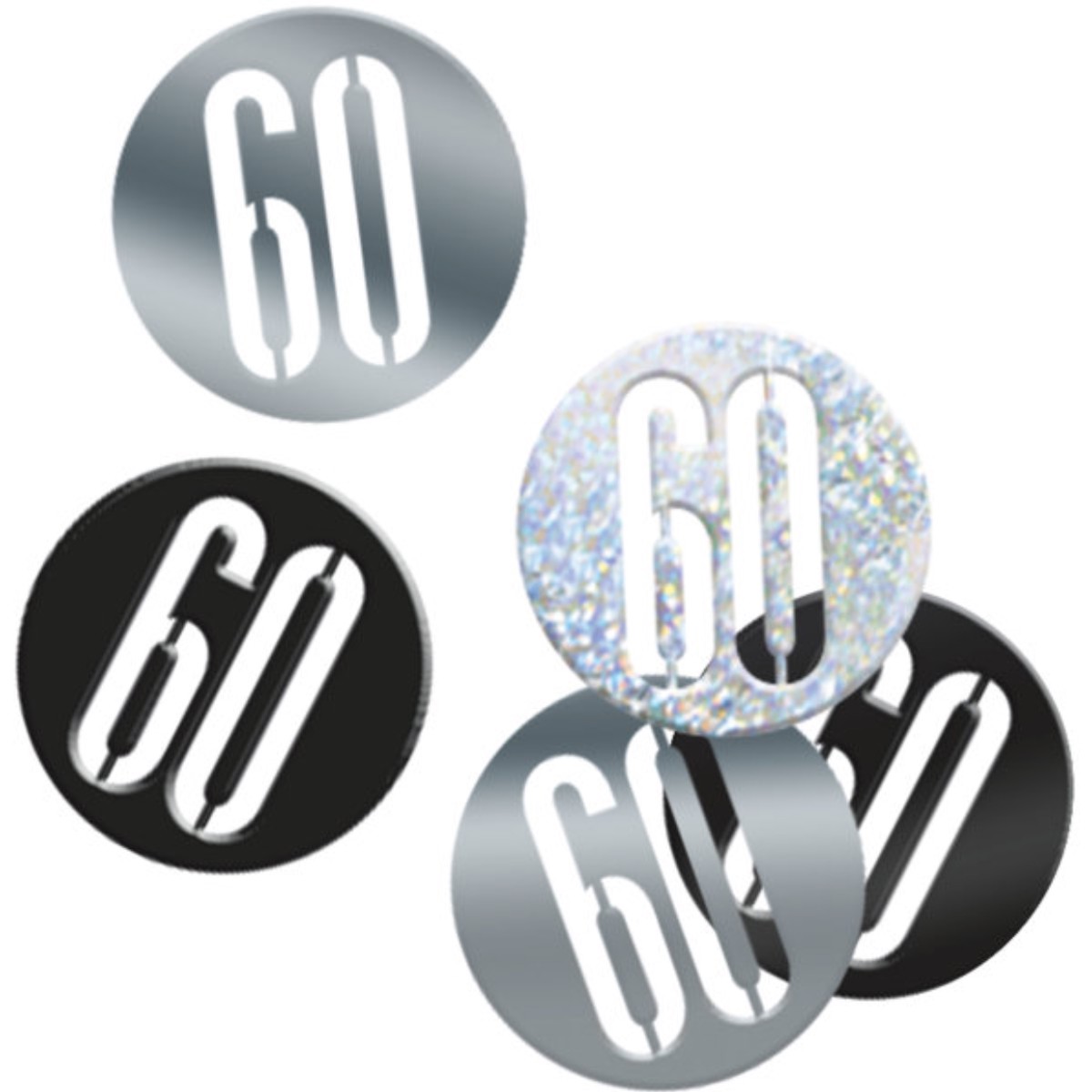 Birthday Black & Silver Glitz Number 60 Confetti (0.5 oz) - Default Title