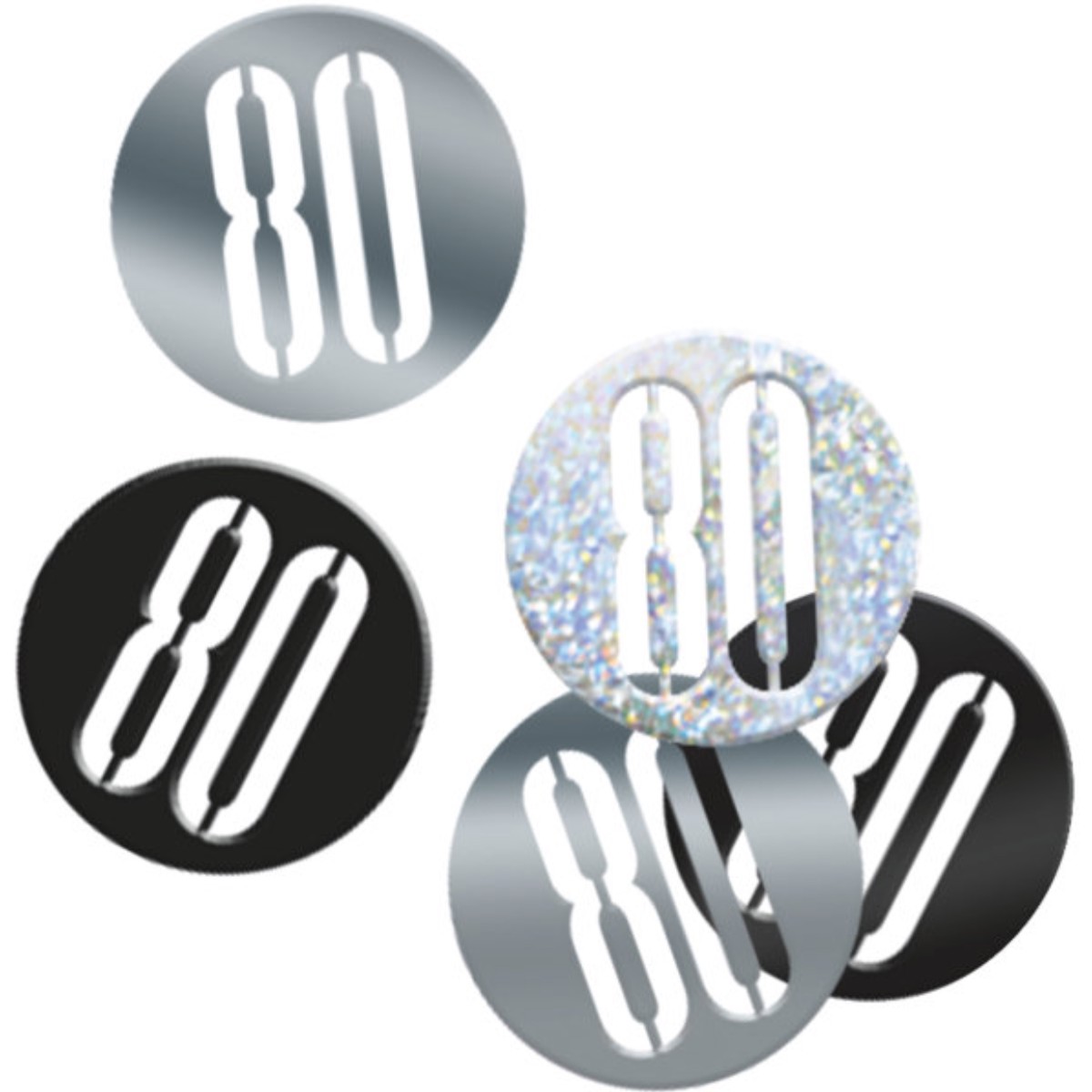 Birthday Black & Silver Glitz Number 80 Confetti (0.5 oz) - Default Title
