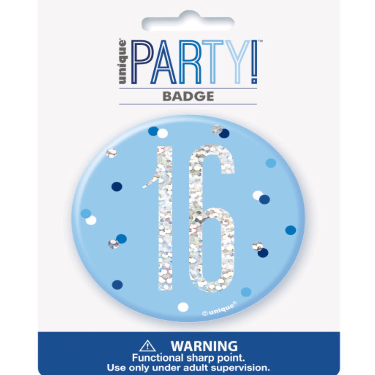 1 Glitz Blue & Silver Birthday Badge 16 - Default Title