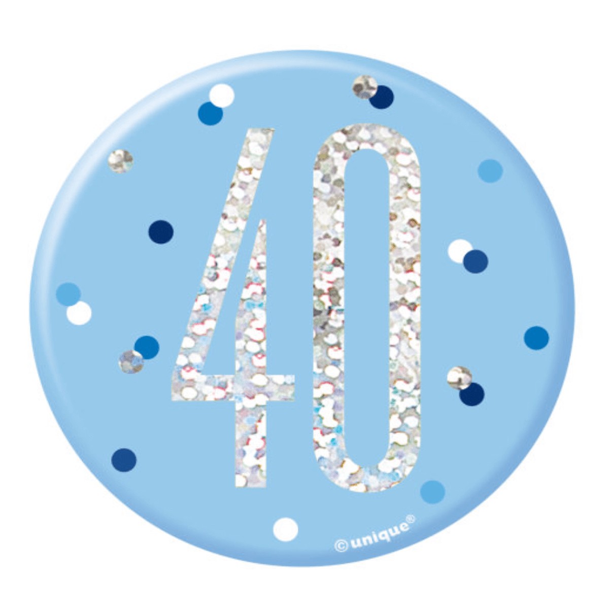 1 Glitz Blue & Silver Birthday Badge 40 - Default Title