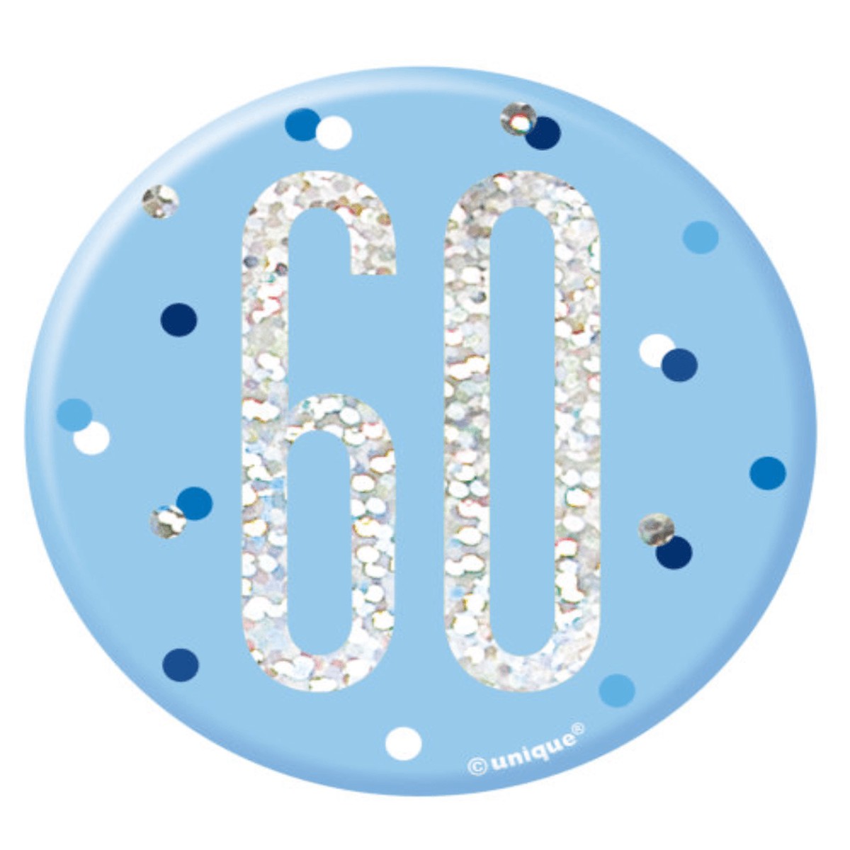 1 Glitz Blue & Silver Birthday Badge 60 - Default Title