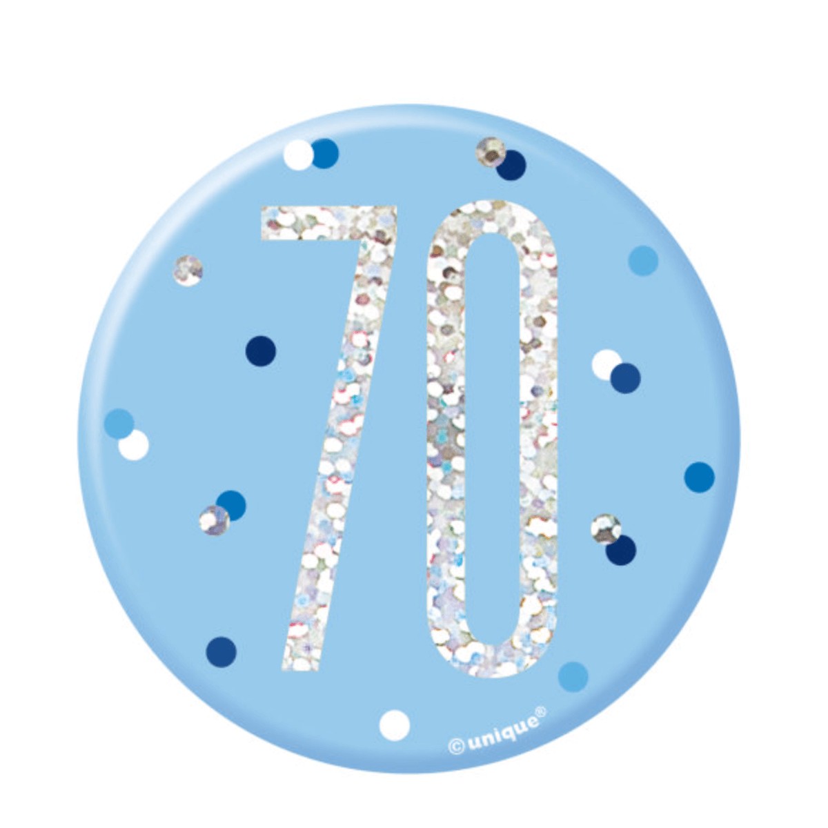 1 Glitz Blue & Silver Birthday Badge 70 - Default Title