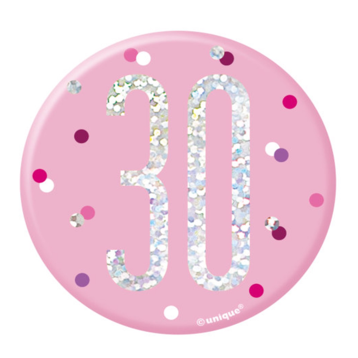 1 Glitz Pink & Silver Birthday Badge 30 - Default Title