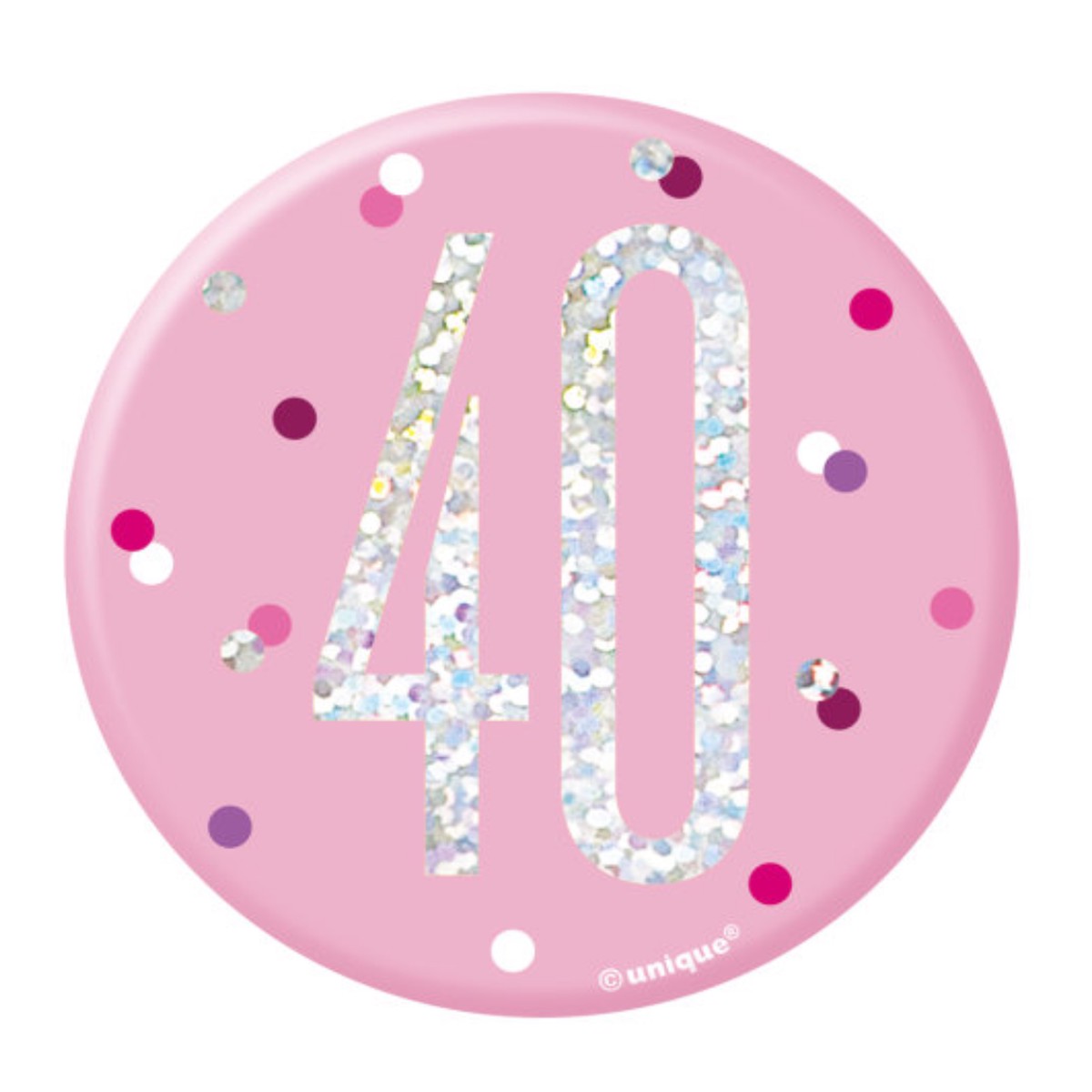 1 Glitz Pink & Silver Birthday Badge 40 - Default Title