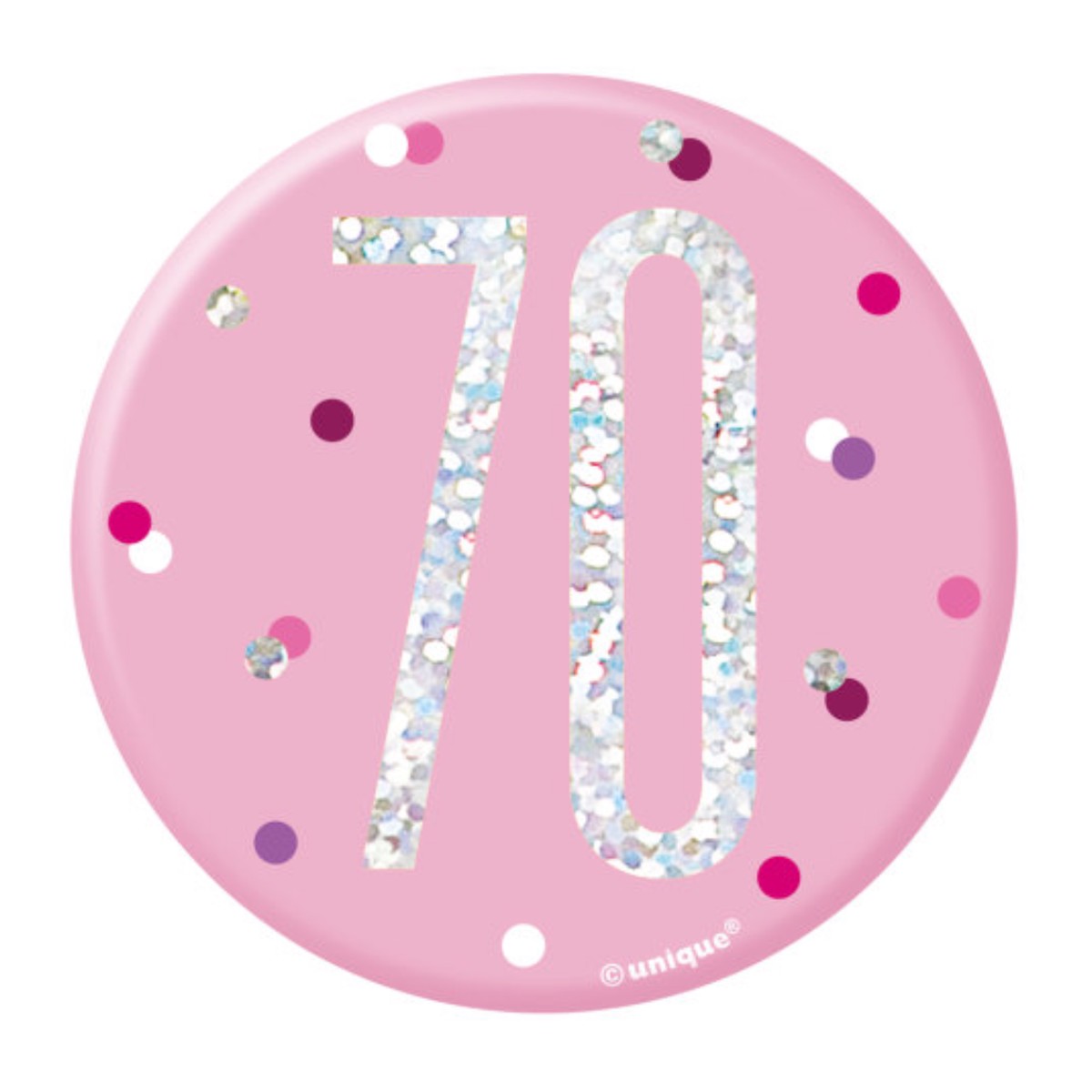 1 Glitz Pink & Silver Birthday Badge 70 - Default Title