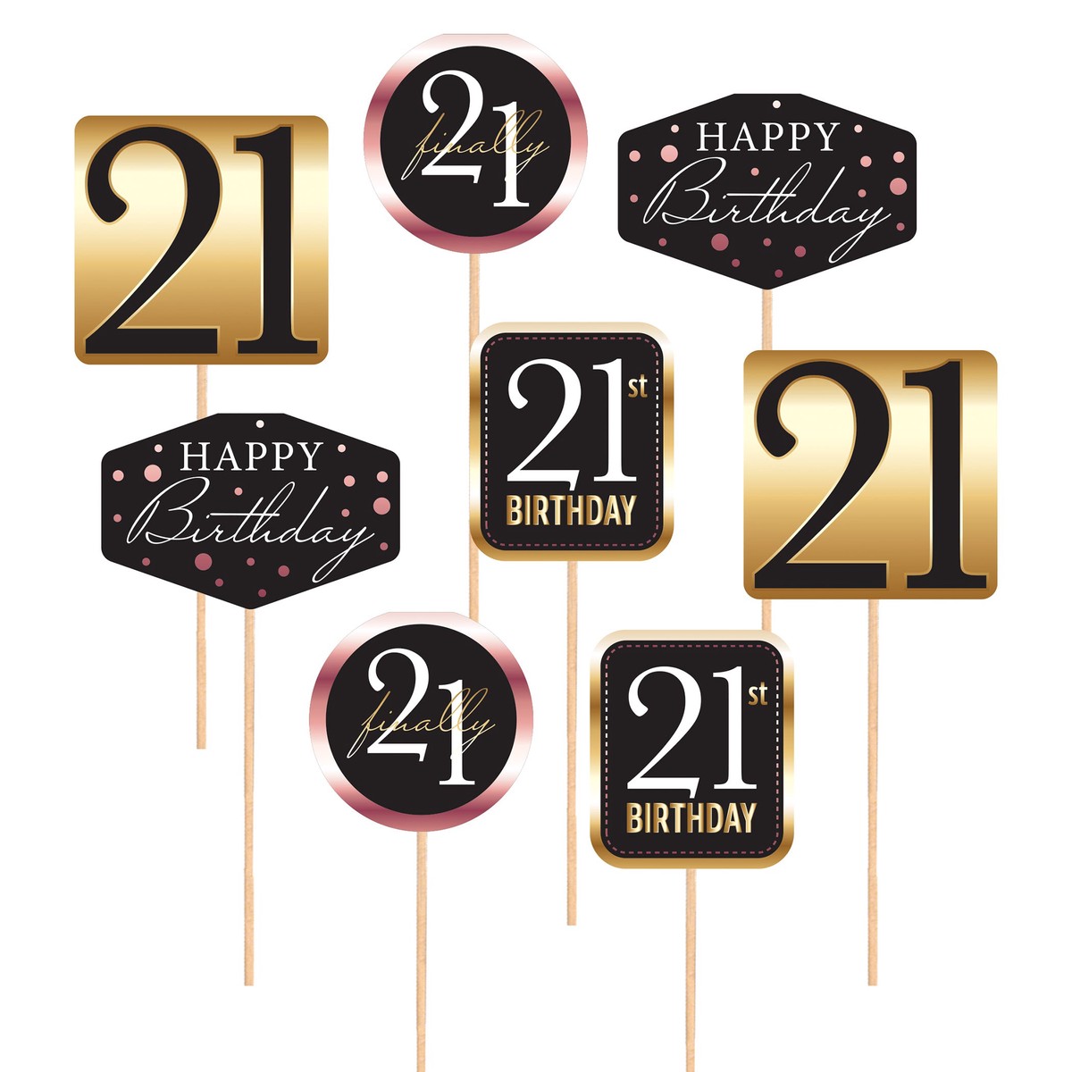 Finally 21 Centerpiece Sticks (8-Count) - Four Designs - Case (96 Centerpieces)