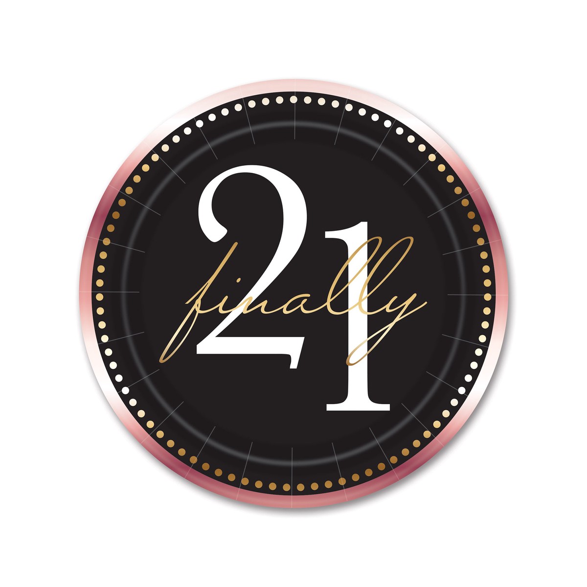 Finally 21 Dessert Plates (8-Count) - 7 Inch Cake Plates - Case (96 Plates)