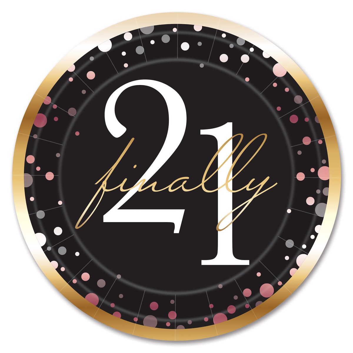 Finally 21 Dinner Plates (8-Count) - 9 Inch 21st Birthday - Case (96 Plates)