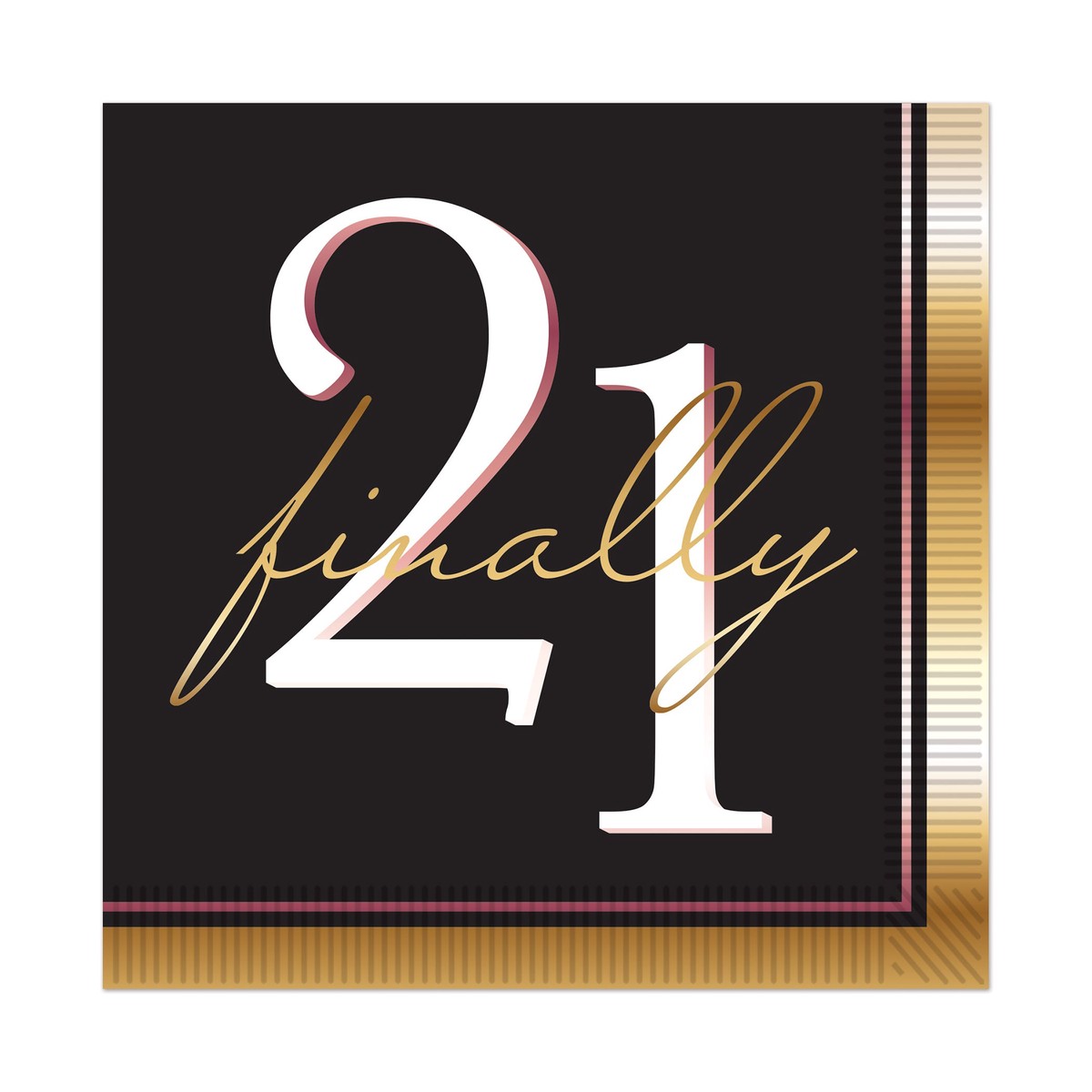 Finally 21 Luncheon Napkins (16-Count) - Two-Ply Paper - Case (192 Luncheon Napkins)