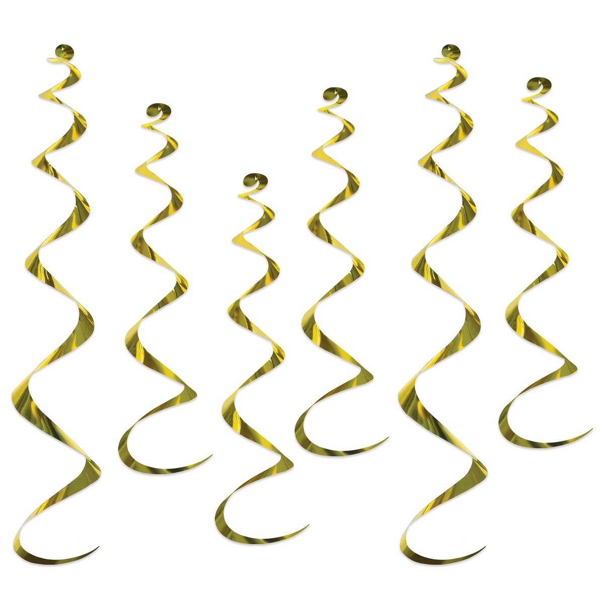 Yellow Twirly Whirlys Hanging Decorations (6-Pack) - Case (36 Whirlys)