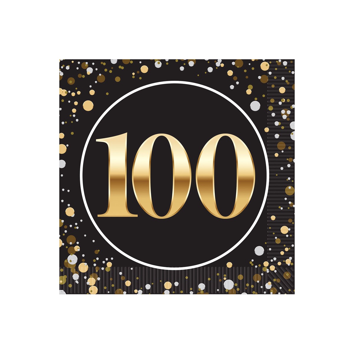 100th Birthday Beverage Napkins - 2-Ply (16/Pkg) - Case (192 Beverage Napkins)