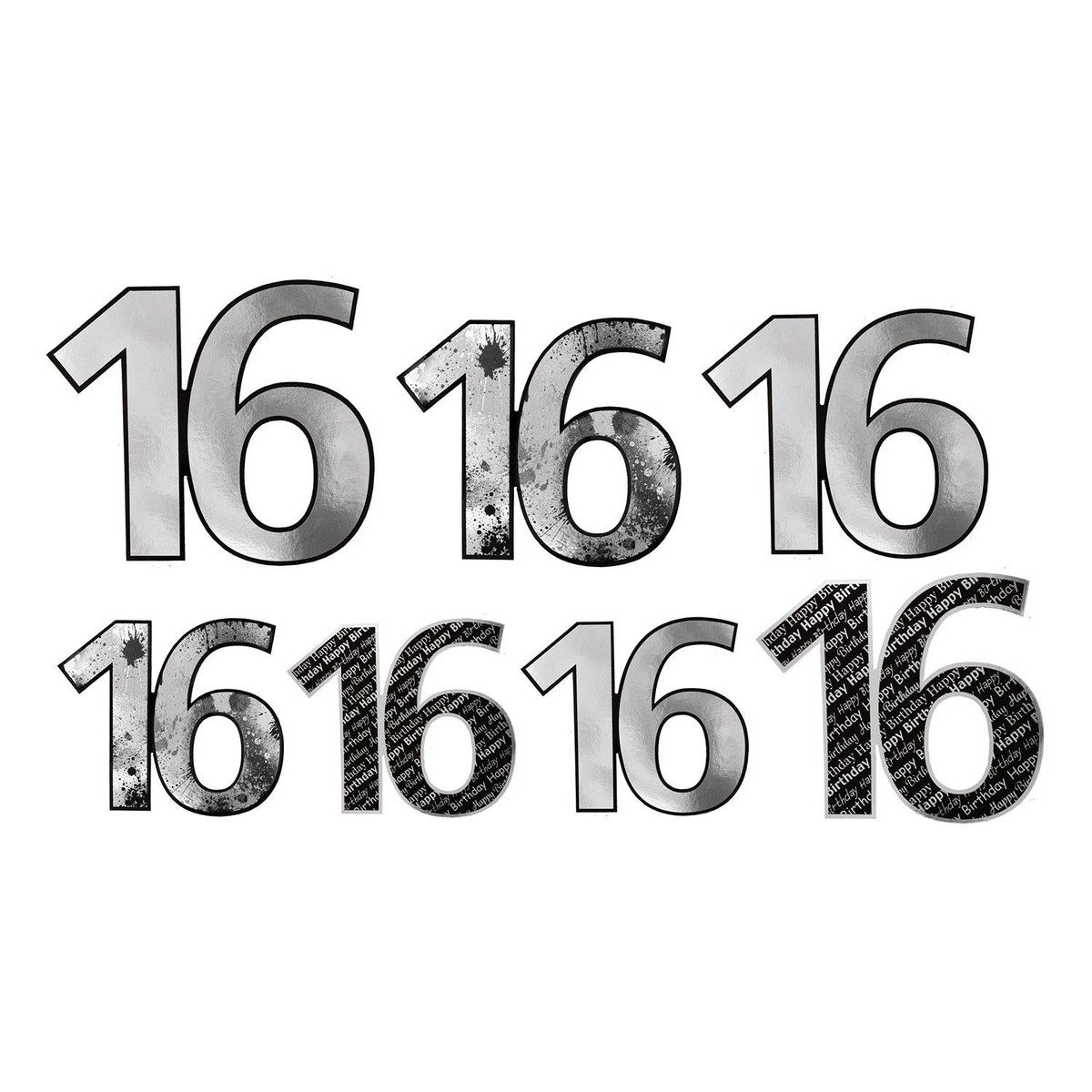 16th Birthday Party Foil Cutouts - Case (84 Cutouts)