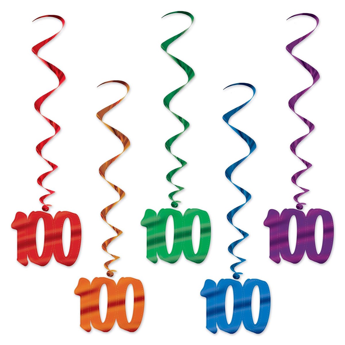 100th Birthday Party Whirls - Assorted colors - Case (30 Whirls)