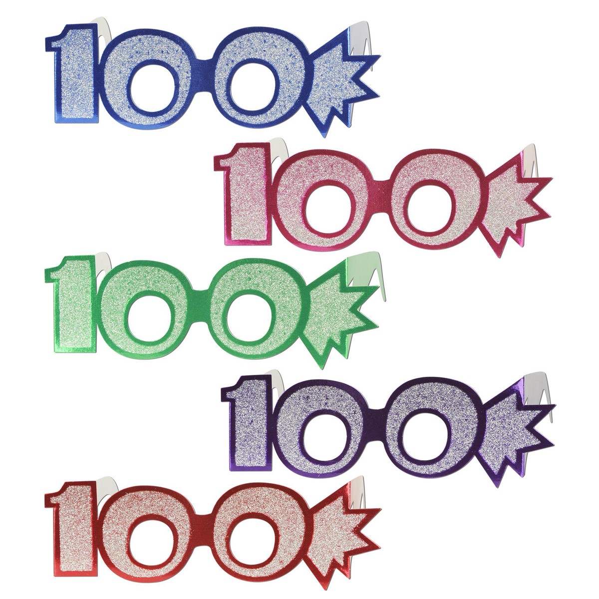 100th Birthday Party Glittered Foil Eyeglasses - Case (25 Pair of Glasses)