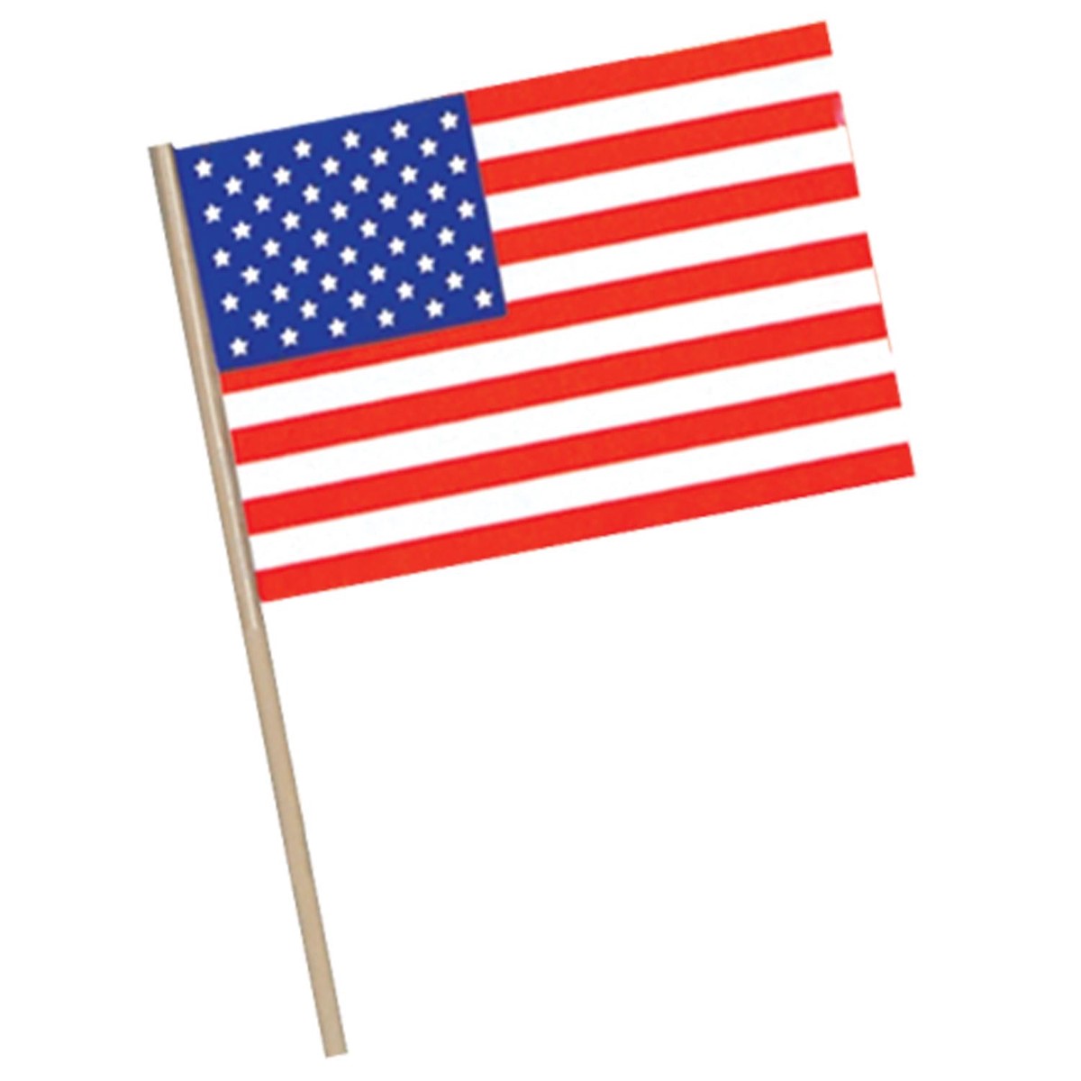 144 Pack of American Flags - Plastic - with 7.5 wooden stick - Case (144 Flags)