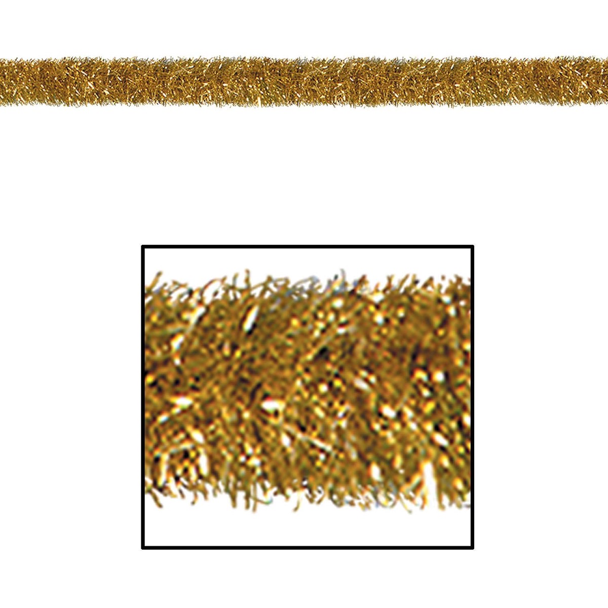 100 ft Christmas Gold Tinsel Garland Decoration - Case (1 Garland)