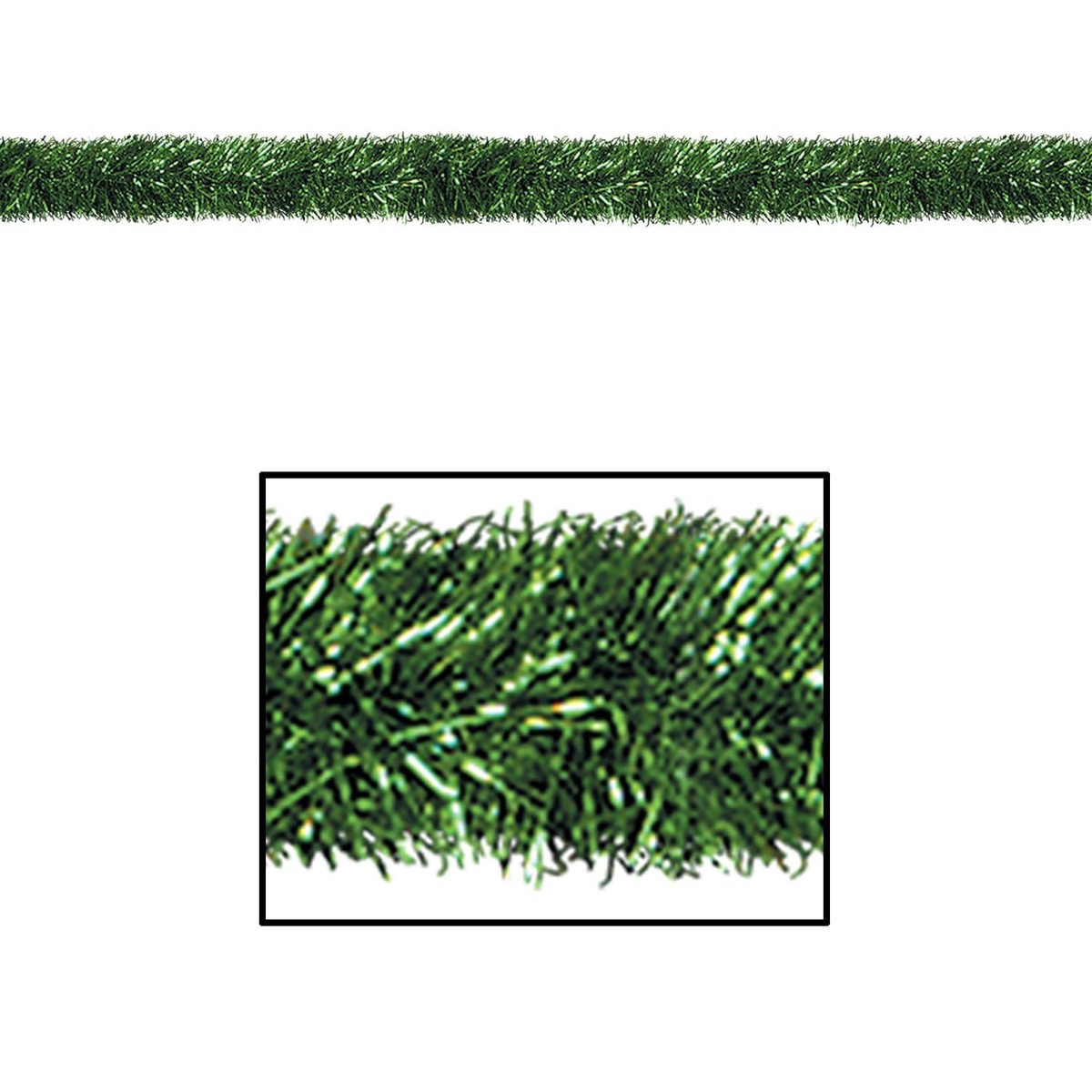 100 ft Christmas Green Tinsel Garland Decoration - Case (1 Garland)