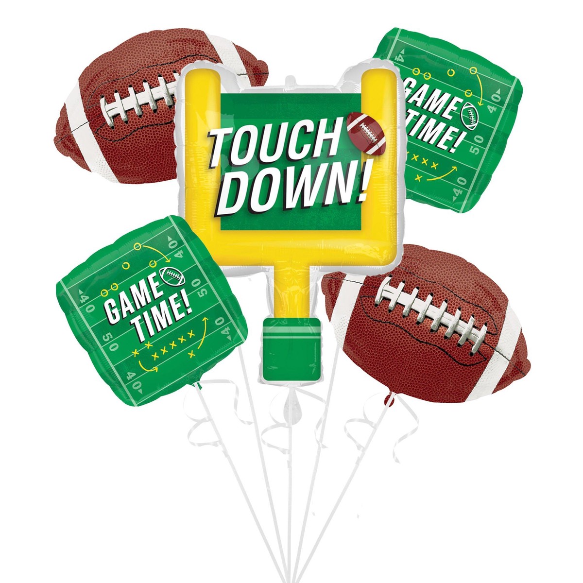 Touchdown Football Foil Balloon Bouquet, 5pc - Default Title