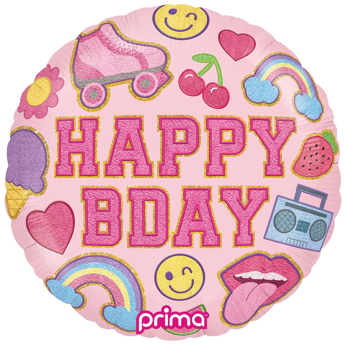 18in Round Birthday Girl Patches Foil Balloon - Default Title
