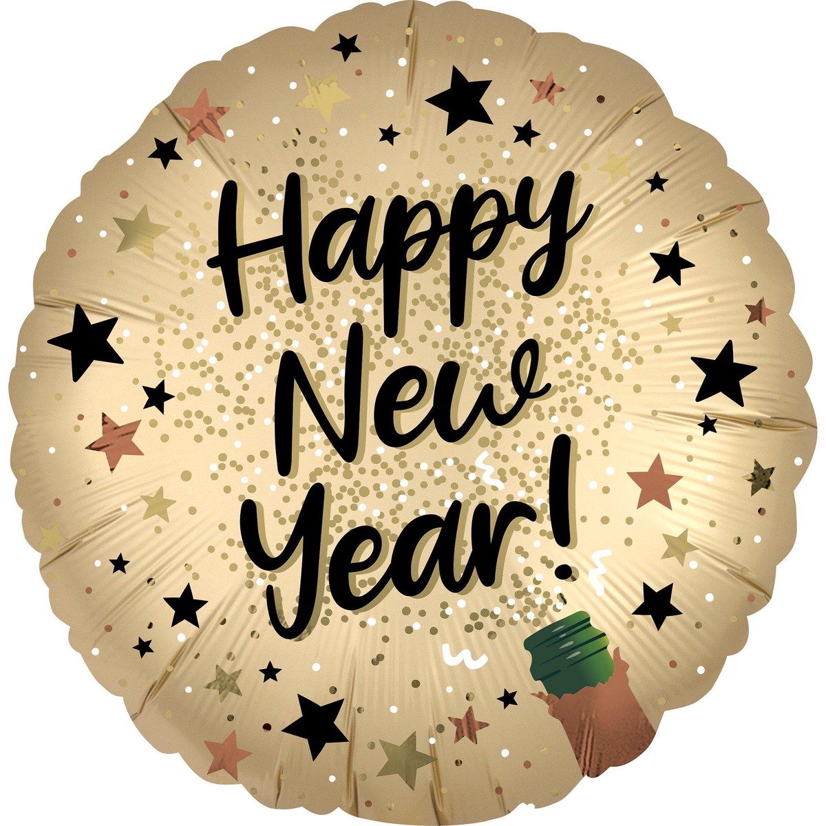 Satin Happy New Year Foil Balloon, 18in - Natural Sparkle - Default Title