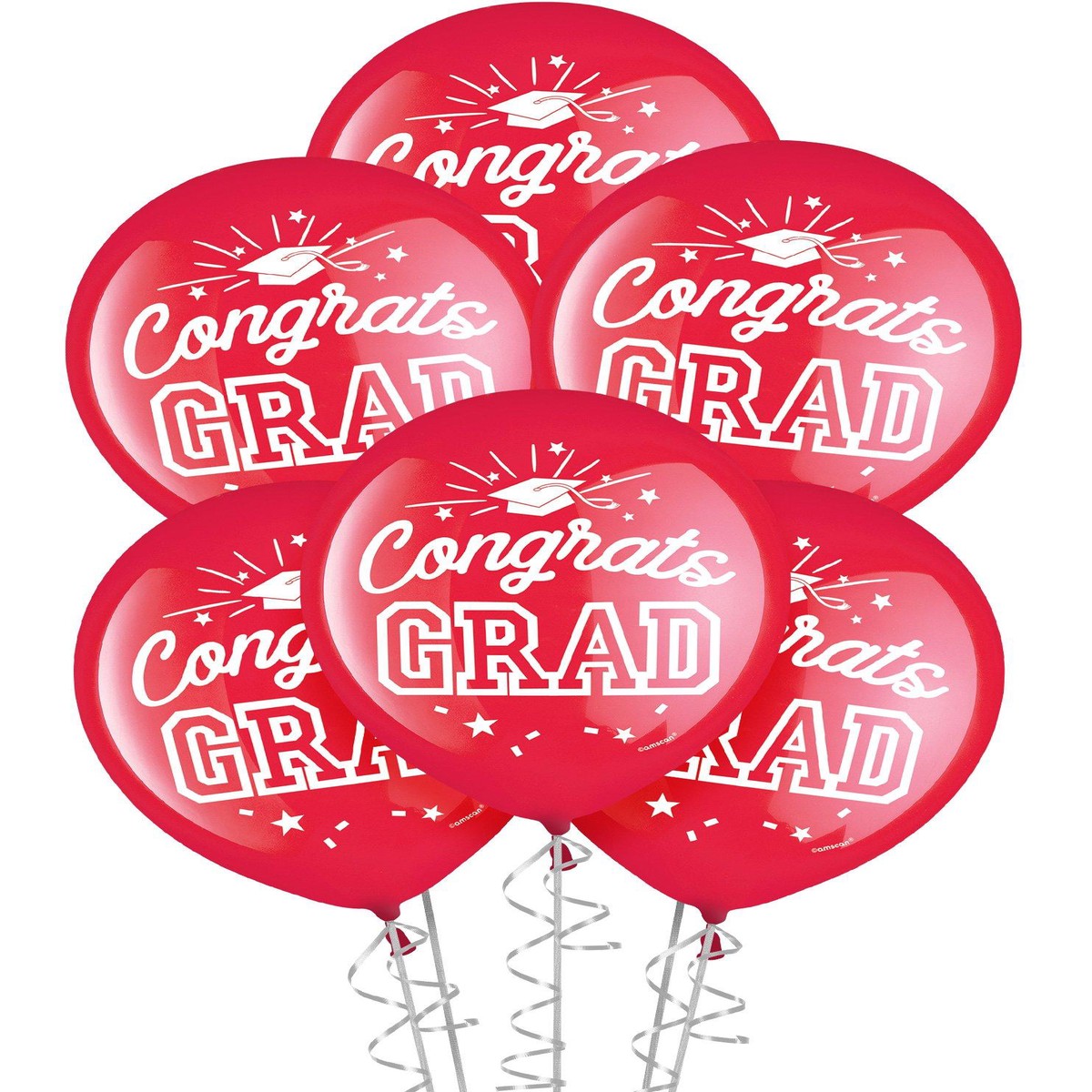 15ct, 12in, Congrats Grad Latex Balloons, Assorted Colors - Red