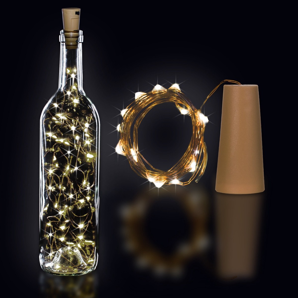 White LED Cork String Light Set - White